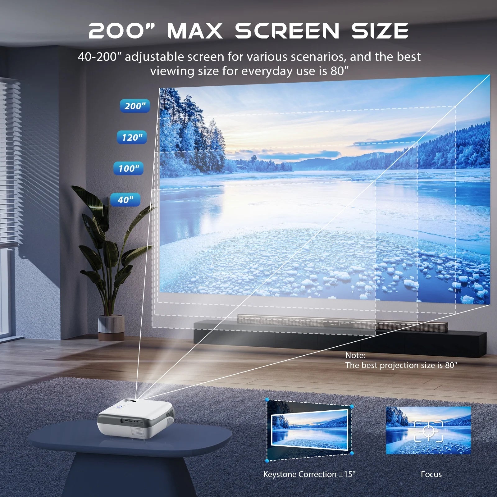 Official Licensed Google TV Smart Projector, 4K Projector with Wifi & Bluetooth, Dolby Sound, Auto Focus & Keystone, Built-In Streaming Apps, 400 ANSI Movie Projector for Indoor & Outdoor