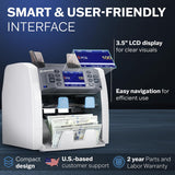 Money Counter Machine – Cash Counting & Mixed Denomination Bill Counter, Portable Currency Detector, Counterfeit Bank Scanner, Dollar Sorter for Commercial, 1100 N/M, UV/MG/MT/IR/2×CIS