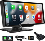 Carplay Single Din Car Stereo 7 Inch Fold up Touch Screen Car Radio Android Auto Support Bluetooth/Fm Radio Receiver/Gps/Dual USB/AUX/TF/SWC MP5 Player, AHD Reversing Camera
