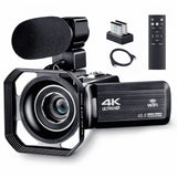 4K Camcorder Vlogging Camera for Youtube Ultra HD 4K 48MP Video Camera with Microphone & Remote Control Wifi Digital Camera 3.0" IPS Touch Flip Screen IR Night Vision 2 Batteries