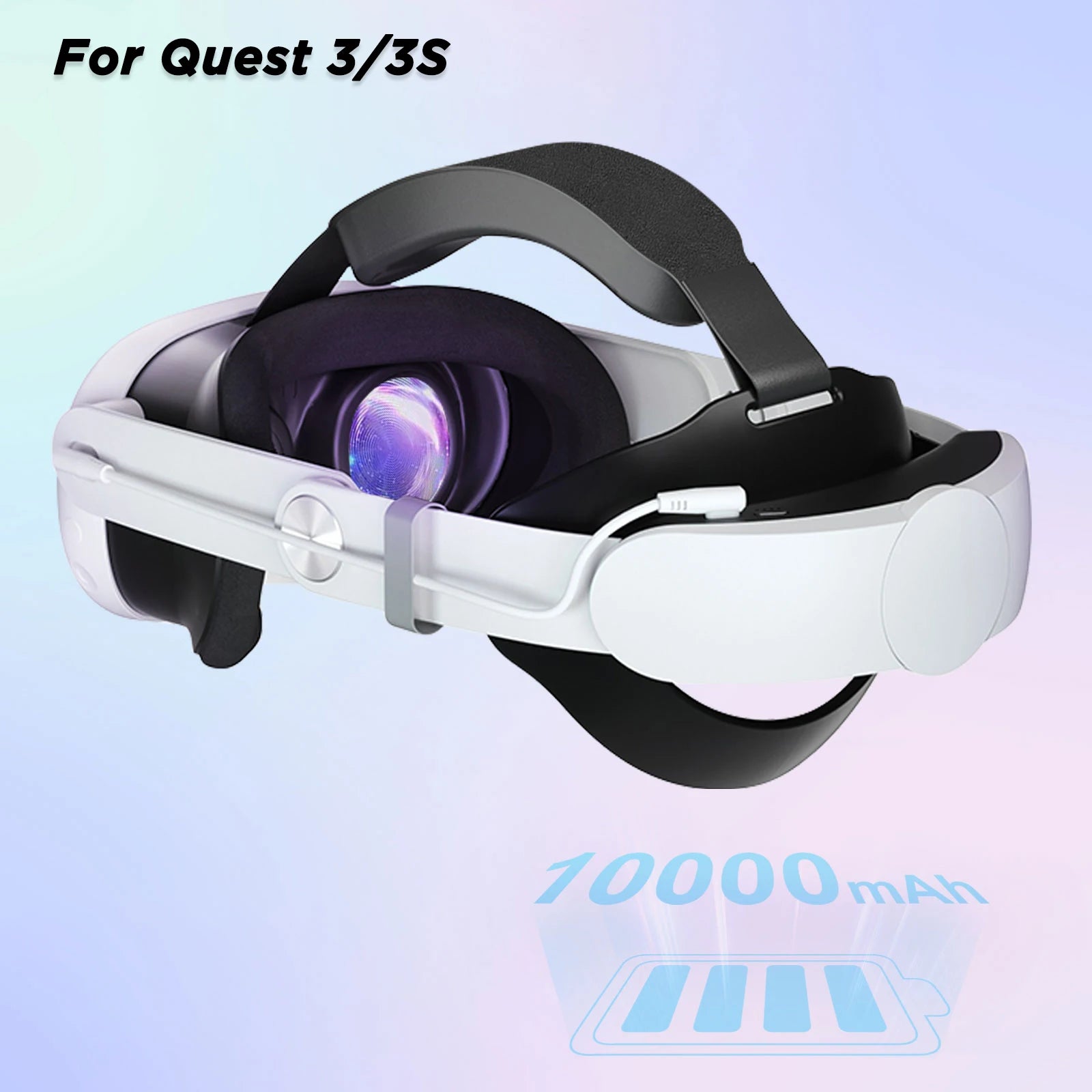 Head Strap 10000Mah Battery for Meta Quest 3/Quest 3S VR Headset Elite Strap Replacement Improve Comfort PD18W Fast Charging