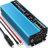 Power Inverters Pure Sine Wave 1000 Watt 12V DC to 110V/120V AC Converter 2 AC Outlets Car Inverter with 3.4A USB Port Cooling Fans and LCD Display