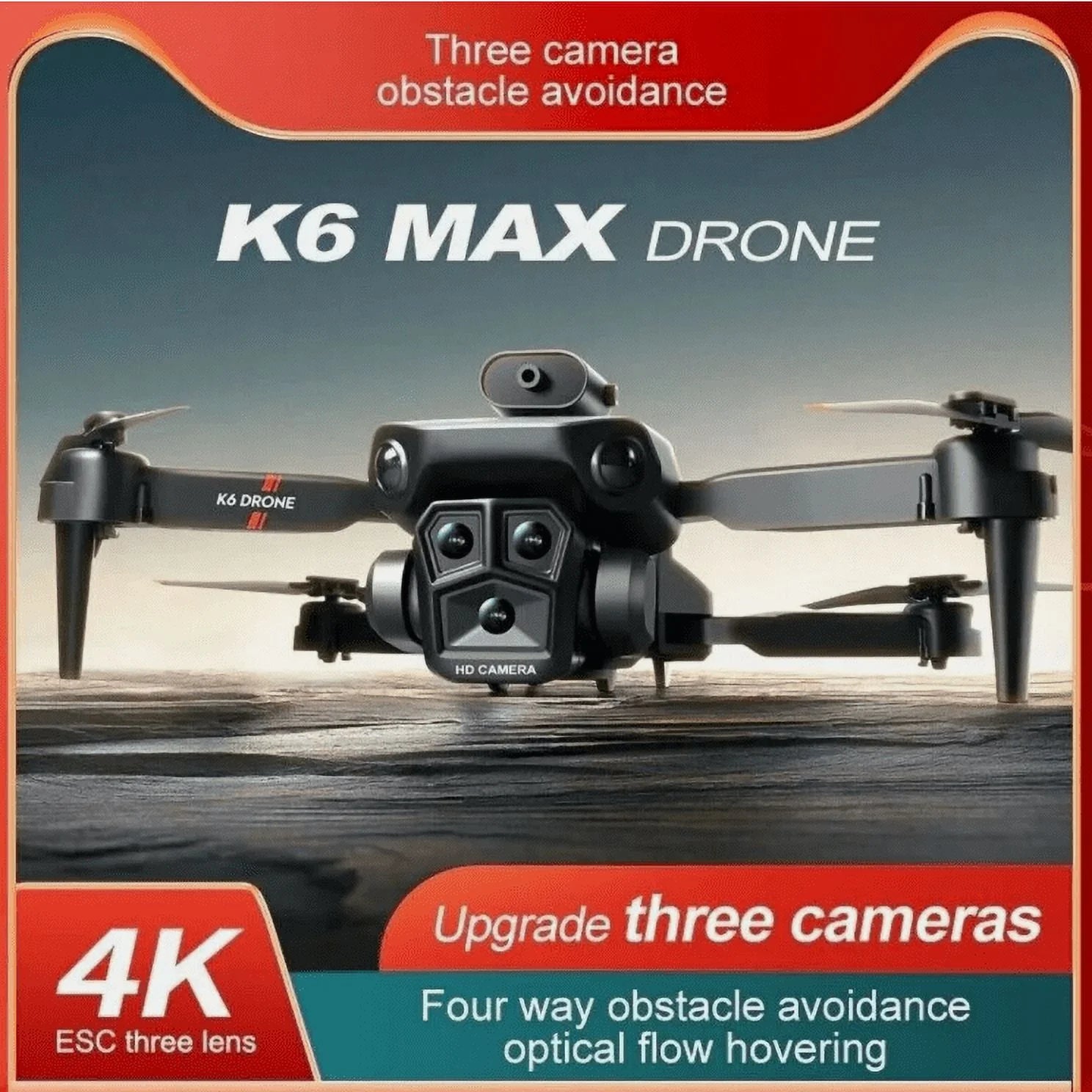 2024 New RC Drone with 4K Ultra HD Triple Camera, Wifi FPV Foldable Quadcopter +4 Battery,