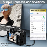 48MP Digital Cameras for Photography with Wifi & App Control,4K Autofocus Vlogging Camera , Anti-Shake, Dual Batteries