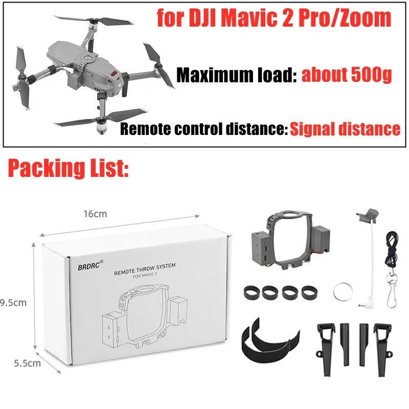 BRDRC Air Drop Dropping System for  Mavic Pro/3/2/Air 2/2S Platinum Drone Thrower Deliver Life Saver Fishing Bait Ring Sender