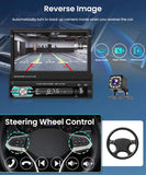 Car Stereo Single Din Touchscreen Car Radio with Bluetooth,  7 Inch Electric Flip Out Screen Mirror Link FM Radio AUX- in USB SD TF Card Input EQ Setting MP5 Player + Backup Camera
