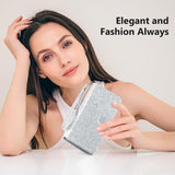 for Iphone 13 Wallet Case Detachable with Card Holder for Women Girls, Fashion Glitter PU Leather Wrist Strap Strong Magnetic Flip Wallet Removable Phone Case Cover for Iphone 13 6.1", Silver