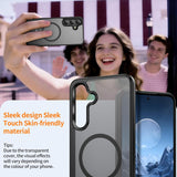 for Samsung Galaxy S24/S25 Case with 2 PCS Screen Protector (Compatible with Magsafe)(Military Grade Drop Protection) Slim Translucent Matte & Anti-Fingerprint Phone Cover for S24/S25,Black