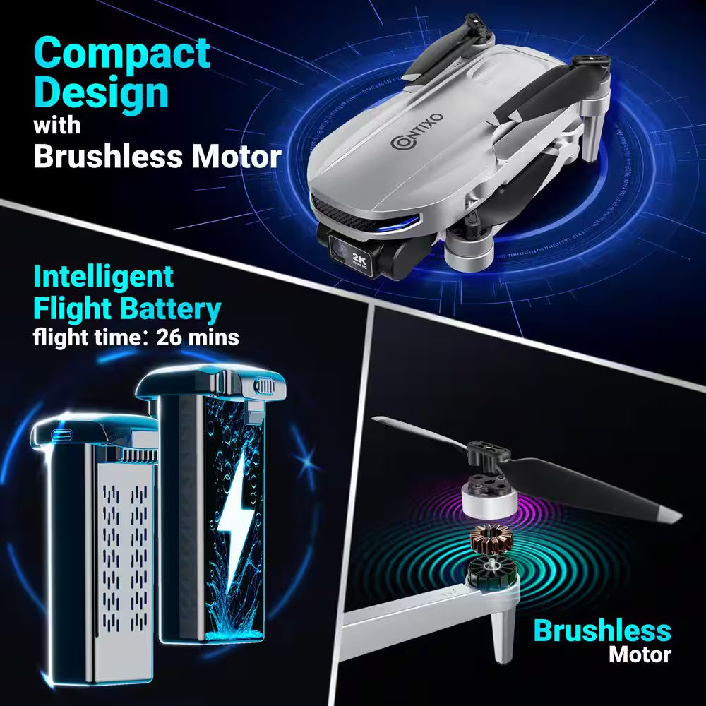 Stratus 2K GPS Drone with Intelligent Flight Modes, 26-Min Flight, Brushless Motors and Carrying Case