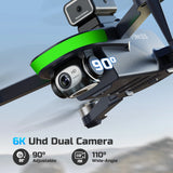 S5S Foldable Drones with Camera for Kids and Adults, Brushless Motor, 2 Batteries, Black