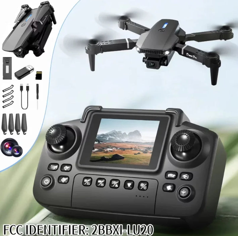 Drone with Camera for Beginners, Remote Control Quadcopter with Screen Display, Altitude Hold Headless Mode, Foldable RC Drone with Carrying Case, HD Aerial Photography(Black)