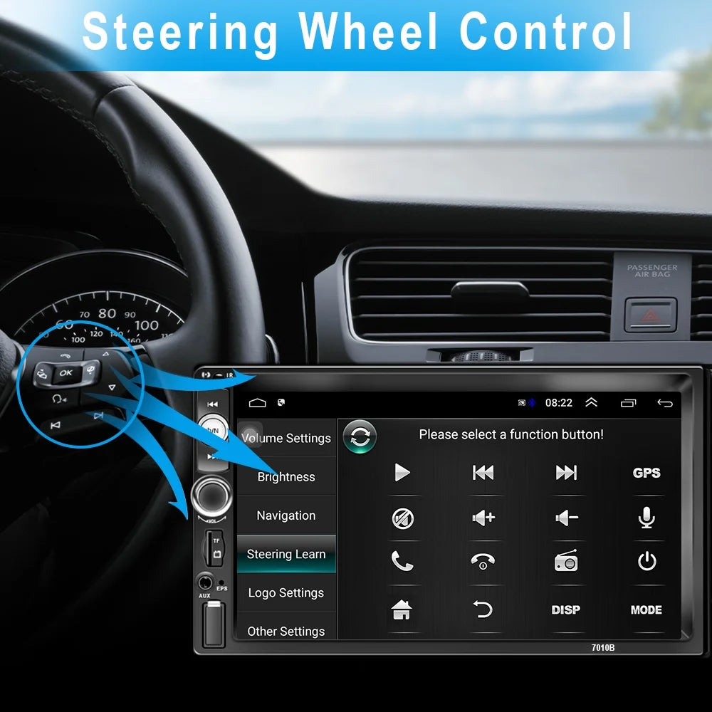 7 in Double Din Car Stereo Radio with Mirrolink Bluetooth Backup Camera