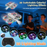 Mini Drone for Kids, Beginner-Friendly Quadcopter with 20 Colorful LED Light Modes, 3D Flips, Headless Mode, Propeller Guards, 2 Rechargeable Batteries