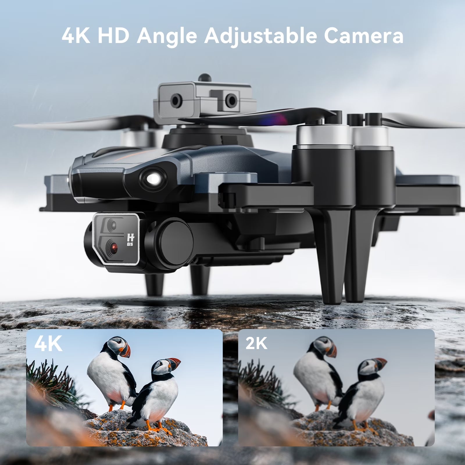 RC Drone with 4K Camera for Adults Kids, Brushless Mini Drone with Headless Mode, RC Quadcopter with Colorful LED Light, 2 Batteries for Beginners