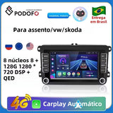 Podofo 2 Din Android 11 Radio Car Multimedia Player Carplay for Vw/Volkswagen/Golf/Polo/Tiguan/Passat/B6/Seat/Leon/Skoda/Octavia