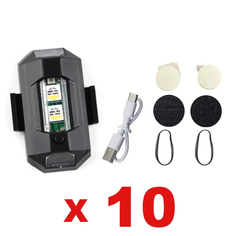 Universal LED Strobe Lights Motorcycle/Bike/Aircraft/Drone anti Collision Warning Light Night Flying Blinking Signal Indicator