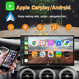 Car Stereo Compatible with Apple Carplay & Android Auto,  7 Inch Double Din Car Stereo with Bluetooth and Backup Camera, Touch Screen Car Radio with AM/FM, Voice Control, Mirror Link, A/V Input