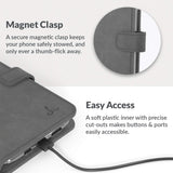 Leather Wallet for Iphone 12 || Genuine Leather Wallet Phone Case || Real Leather with Viewing Stand & 3 Card Holder || Flip Folio Cover with Card Slot (Grey)