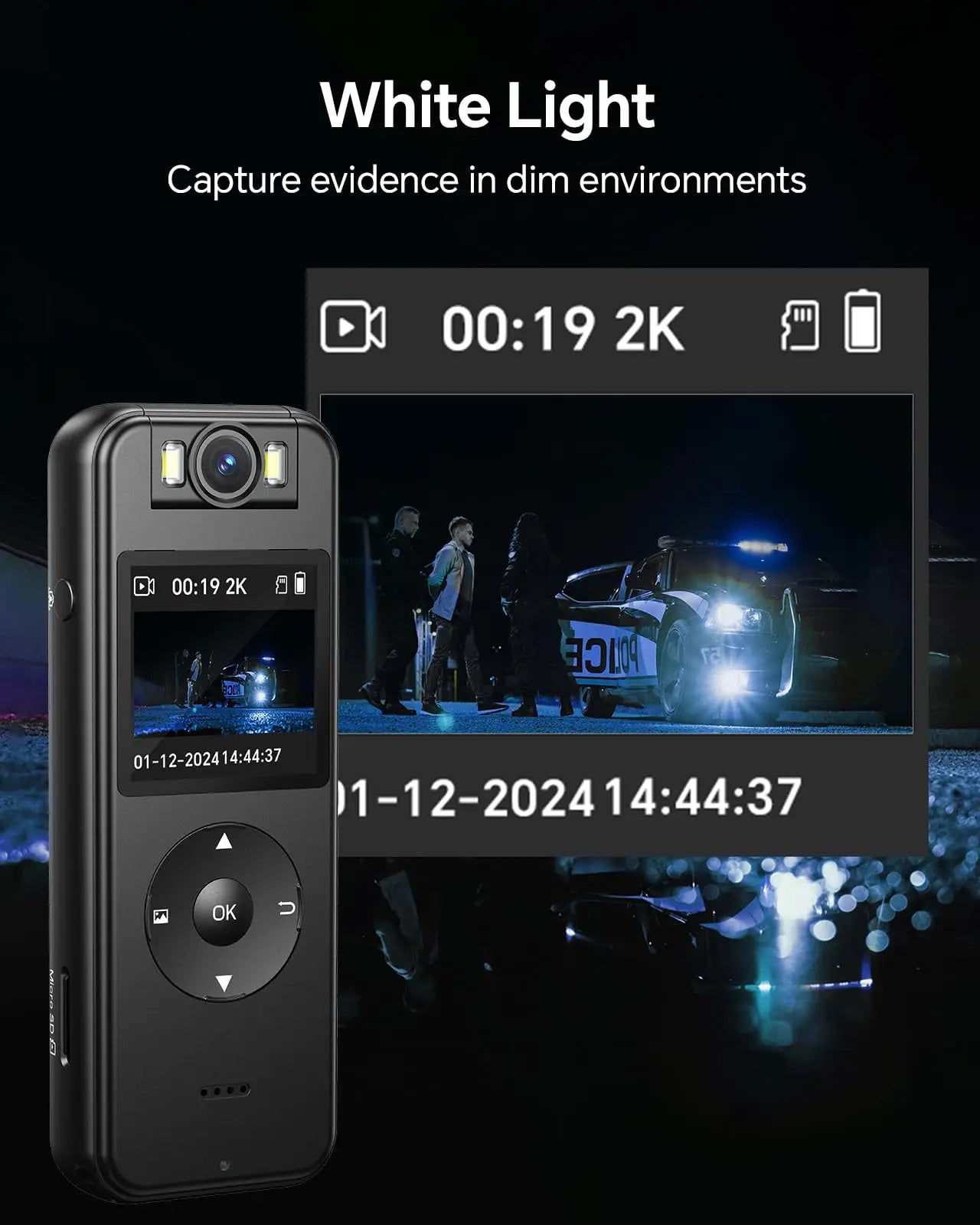A27 2K Body Worn Camera 64G Wifi Mini Camera 4 Hrs Video Shooting Small Camcorder with 180°Rotatable Lens Battery Camera