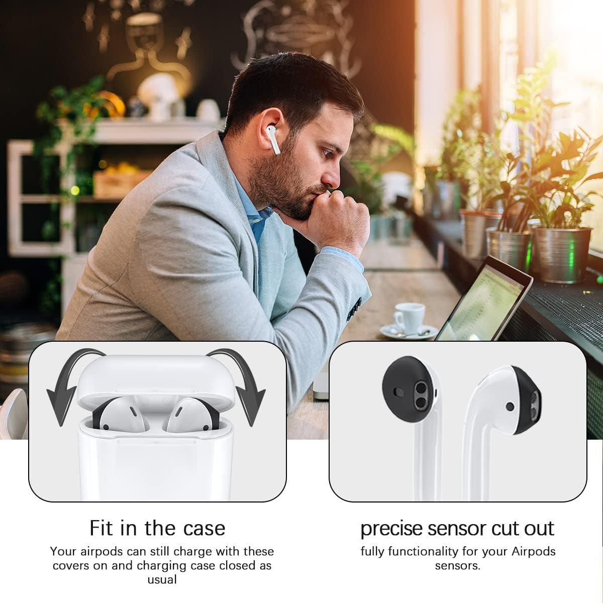 KHTONE Airpods Case, 12 in 1 Silicone Airpods Accessories Set Protective Cover, Compatible with Apple Airpods Charging Case,Watch Band Airpods Holder/Ear Hooks/Keychain//Carrying Box
