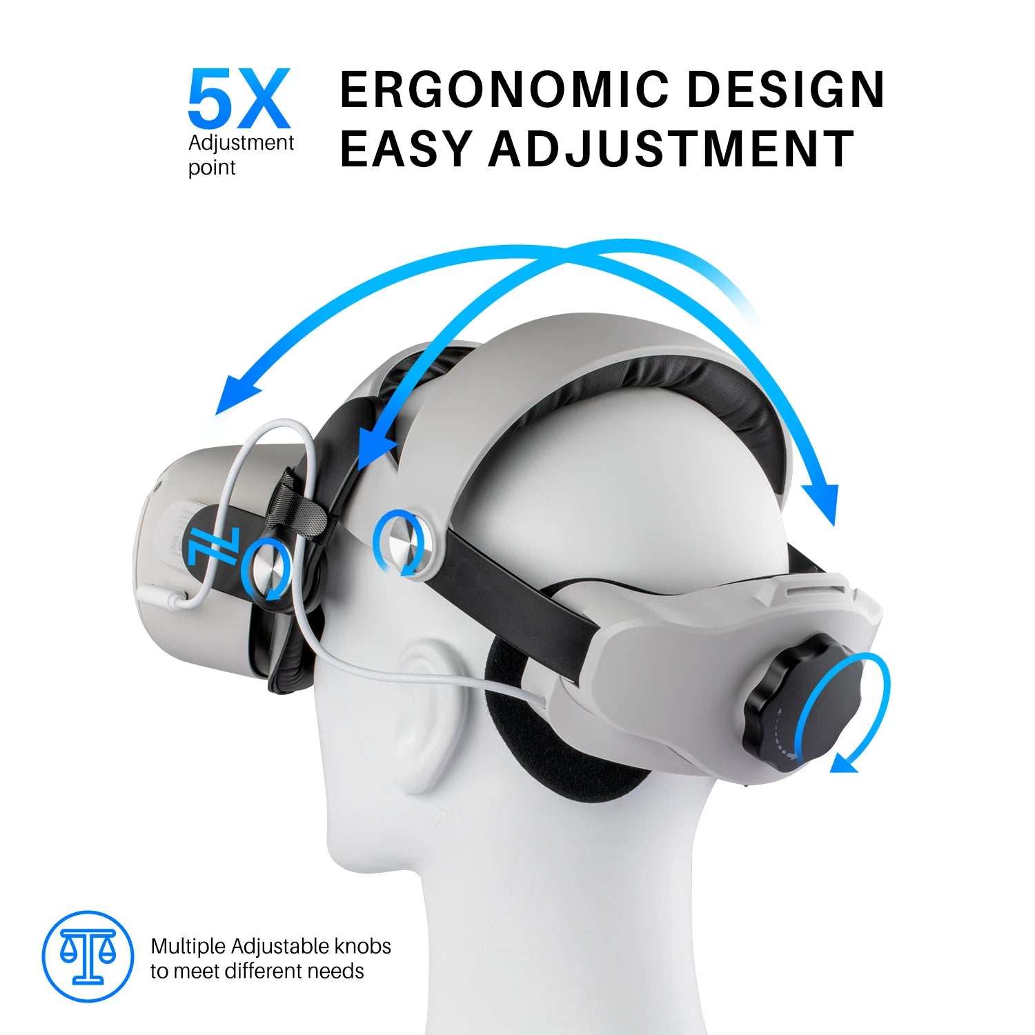 VR Head Strap  with Battery Pack 5000Mah Extend 2Hrs Playtime Head Strap Comfort Suitable for Kids & Adults