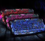 J10 Tricolor Backlight Wired Gaming Keyboard Set Colorful Luminous Gaming Mouse Keyboard Russian Keyboard