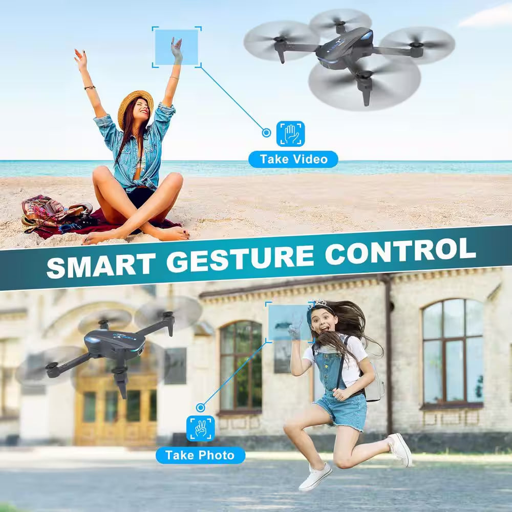 Drone with 1080P Camera for Beginners and Kids Foldable Remote Control with Voice Control Gestures Selfie One Key Start