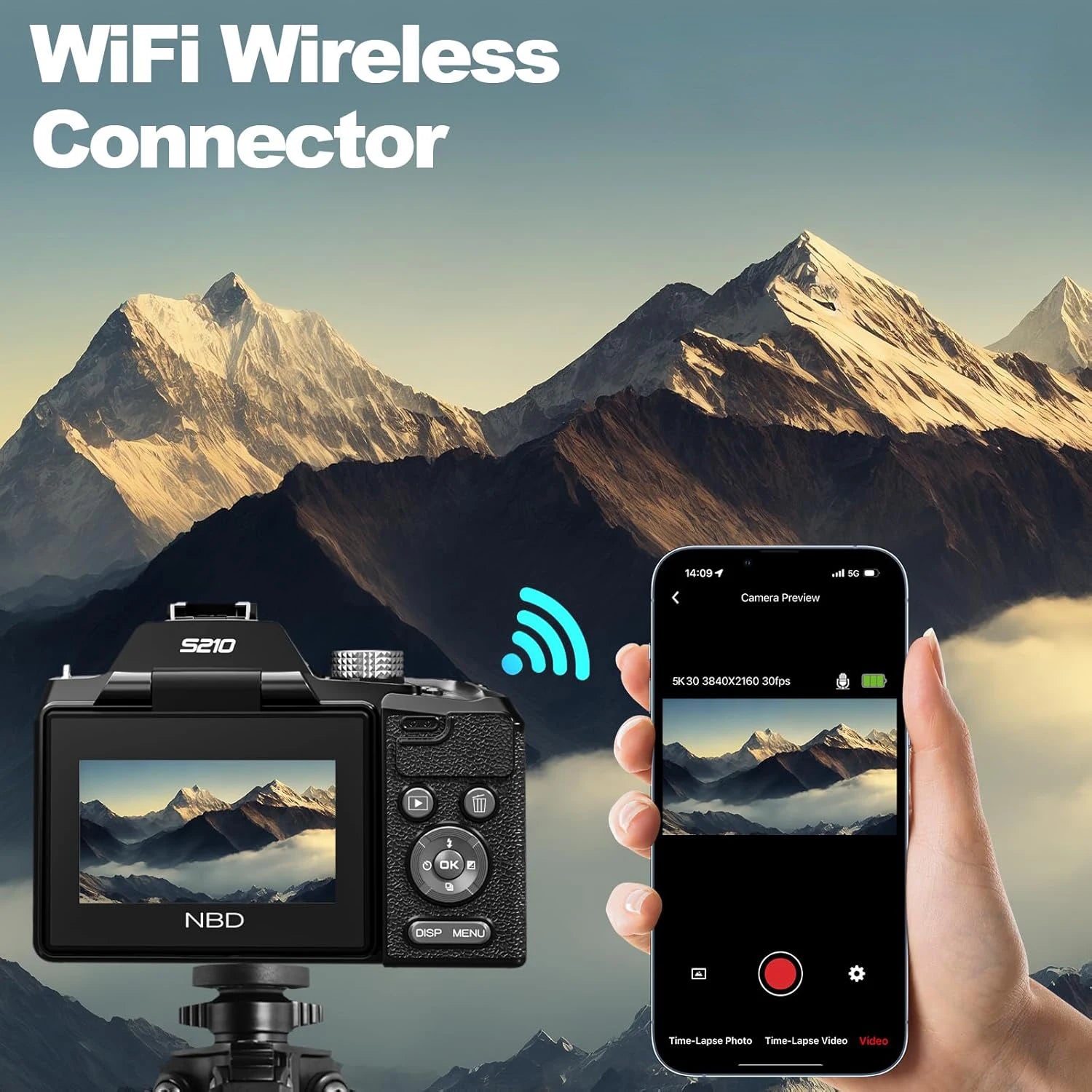 5K Digital Cameras for Photography, 16X Optical Zoom Camera with Wifi & App Control,64Mp Vlogging Camera with 3-Inch Screen