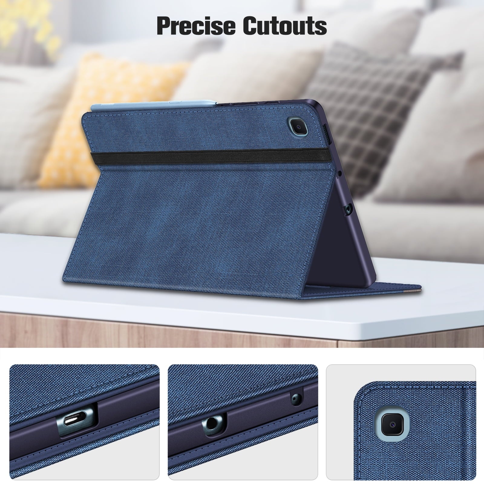 Case for Samsung Galaxy Tab S6 Lite 10.4 Inch 2024/2022/2020 with S Pen Holder, Multi-Angle Viewing Soft TPU Back Cover with Pocket Auto Wake/Sleep,Denim Indigo