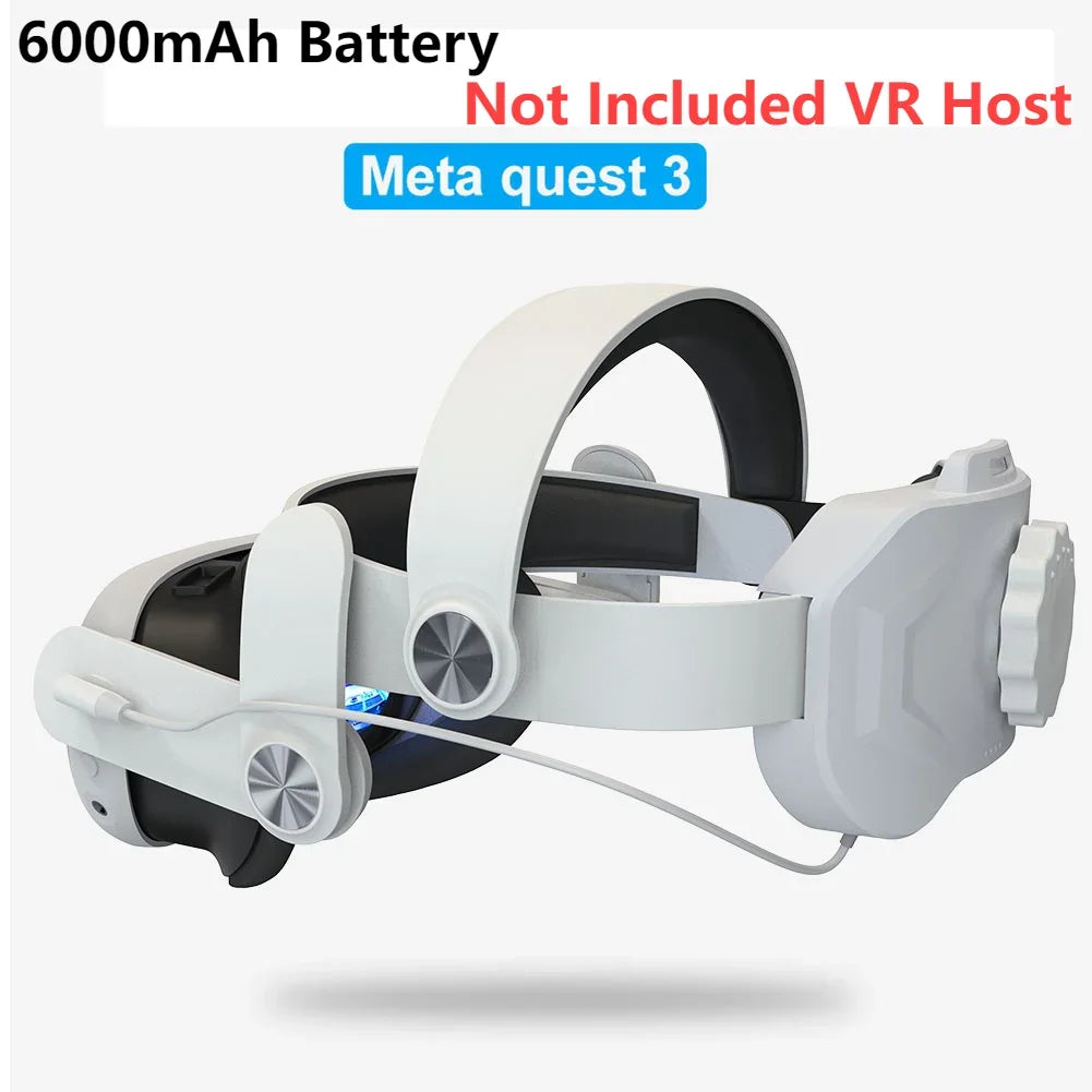Head Strap  Quest 3 Comfort Sponge VR Headwear Charging Headset with Built-In 8000/6000Mah Batteries for VR Accessories