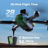 S5S Foldable Drones with Camera for Kids and Adults, Brushless Motor, 2 Batteries, Black