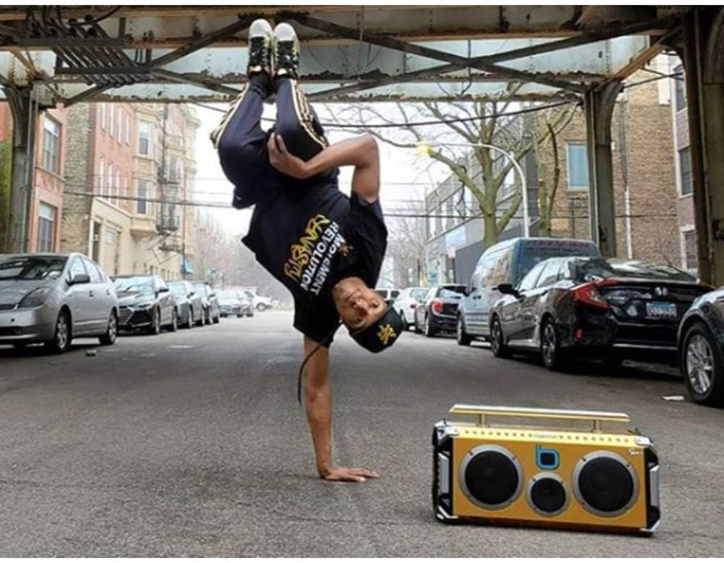 Bluetooth Boombox Flare6 Black | Retro Boombox with Bluetooth Speaker | Includes Rechargeable Lithium Battery, Carrying Strap & Remote | Quality Loud Sound with Bass