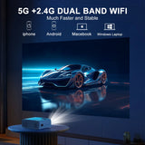[Electric Keystone]  4K Projector with Wifi and Bluetooth, Native 1080P Movie Projector with 50% Zoom, 15000L Mini Projector Compatible with HDMI, USB, Phone