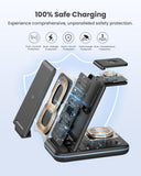 3 in 1 Wireless Charging Station, Foldable Wireless Charger Stand for Multiple Apple Devices for Iphone 17 16-8, Apple Watch Ultra//11/10/9/Se/8/7/6/5, Airpods Pro/4/3/2
