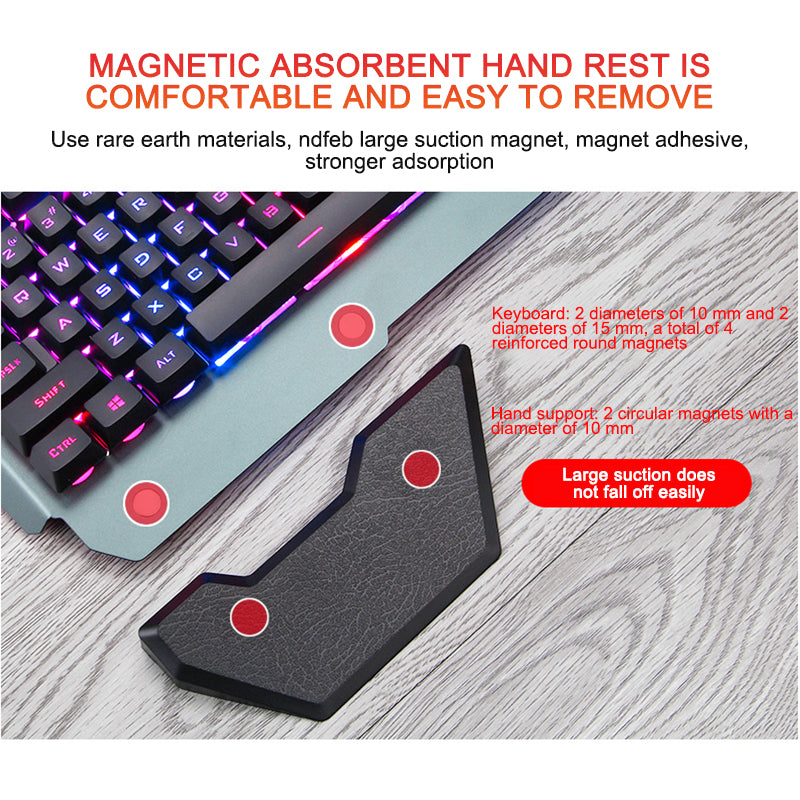 Ergonomicwired Gaming Keyboard with RGB Backlight Phone Holder