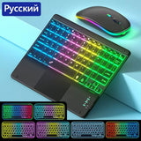 For Ipad Keyboard Tablet Phone Bluetooth Keyboard with Touchpad Rechargeable Backlit Korean Spanish Keyboard for Android/ Window