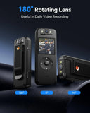 A27 2K Body Worn Camera 64G Wifi Mini Camera 4 Hrs Video Shooting Small Camcorder with 180°Rotatable Lens Battery Camera