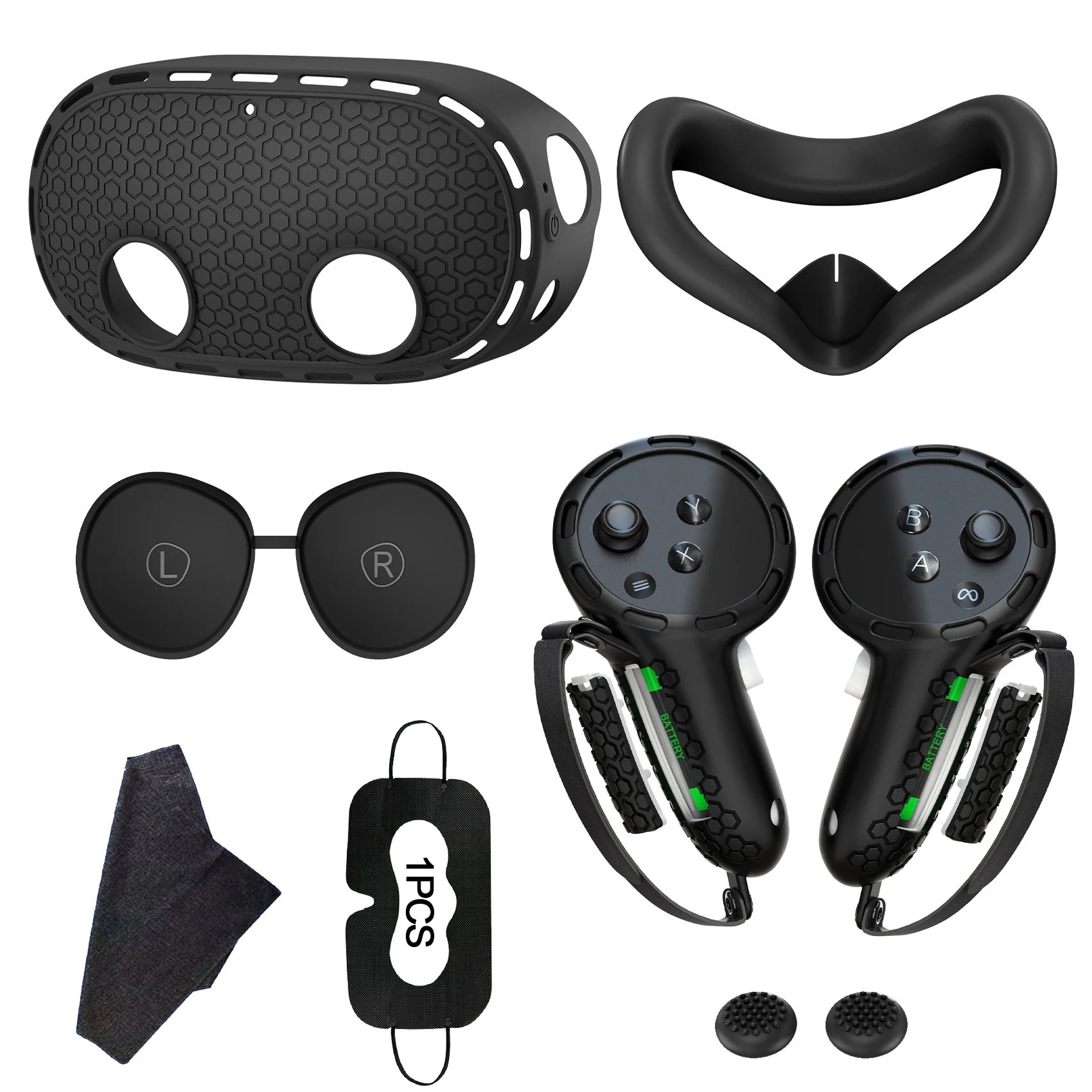 10-In-1 Soft Silicone Controller Case for Meta Quest 3 /3S Headset Grip Protector with Battery Cover for Quest 3/3S Accessories