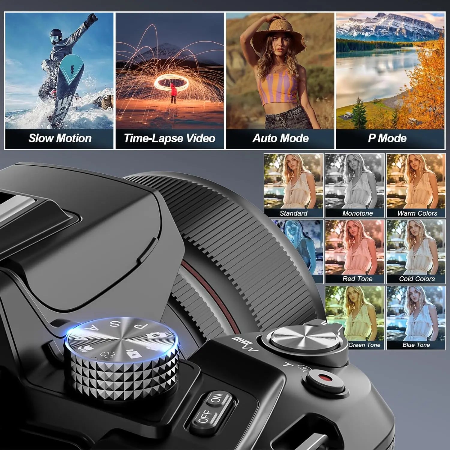5K Digital Cameras for Photography, 16X Optical Zoom Camera with Wifi & App Control,64Mp Vlogging Camera with 3-Inch Screen
