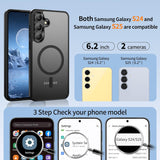 for Samsung Galaxy S24/S25 Case with 2 PCS Screen Protector (Compatible with Magsafe)(Military Grade Drop Protection) Slim Translucent Matte & Anti-Fingerprint Phone Cover for S24/S25,Black
