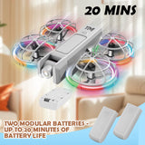 Mini Drone for Kids, Beginner-Friendly Quadcopter with 20 Colorful LED Light Modes, 3D Flips, Headless Mode, Propeller Guards, 2 Rechargeable Batteries