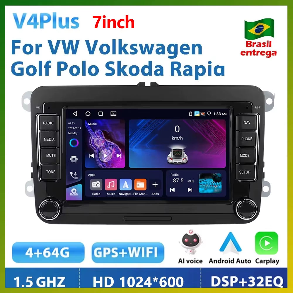Podofo 2 Din Android 11 Radio Car Multimedia Player Carplay for Vw/Volkswagen/Golf/Polo/Tiguan/Passat/B6/Seat/Leon/Skoda/Octavia
