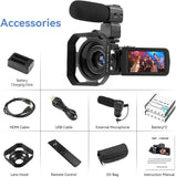 4K Camcorder Vlogging Camera for Youtube Ultra HD 4K 48MP Video Camera with Microphone & Remote Control Wifi Digital Camera 3.0" IPS Touch Flip Screen IR Night Vision 2 Batteries