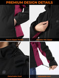 Women'S Slim Fit Heated Jacket with Battery Pack and Detachable Hood (Black/Purple,L)