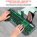 Ergonomicwired Gaming Keyboard with RGB Backlight Phone Holder