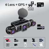 Dash Cam for Cars Free 64GB Dash Cam 360 Degrees Car DVR Wifi GPS 24H Parking Monitor 4 Lens HD 1080P Video Recorder APP Control