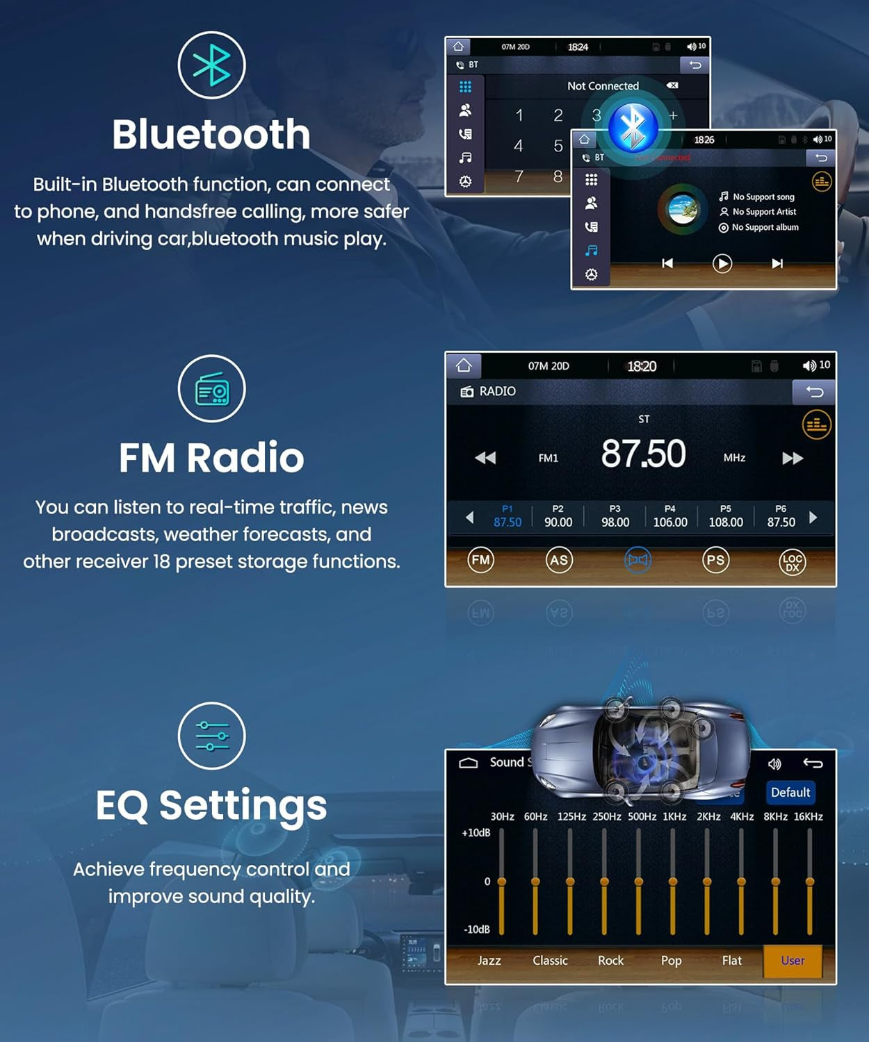 Car Stereo Single Din Touchscreen Car Radio with Bluetooth,  7 Inch Electric Flip Out Screen Mirror Link FM Radio AUX- in USB SD TF Card Input EQ Setting MP5 Player + Backup Camera