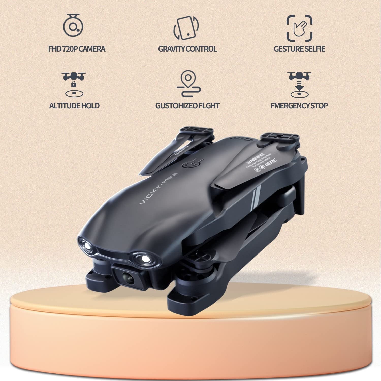 V8 with 1080P HD Camera for Adults and Kids for Adults and Children FPV RC Quadcopter with LED Lights and Optical Flow Sensor, 2 Batteries, Black