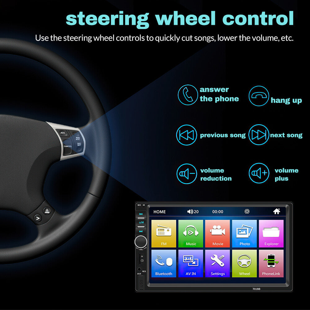 7" Radio Estereo De Pantalla Para Coche Carro Tactil Doble Din Android Bluetooth