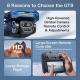 GT8 Drone 4K HD Camera Obstacle Avoidance Aerial Photography Brushless Drone with Screen Foldable RC Drone Quadcopter RTF